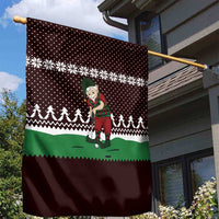 Christmas Golf Garden Flag with Elf Golfer Argyle Plaid and Snowflake Pattern - Wonder Print Shop