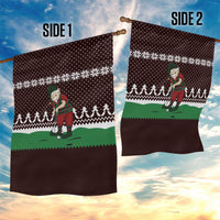 Christmas Golf Garden Flag with Elf Golfer Argyle Plaid and Snowflake Pattern - Wonder Print Shop