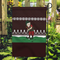 Christmas Golf Garden Flag with Elf Golfer Argyle Plaid and Snowflake Pattern - Wonder Print Shop