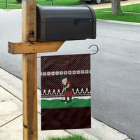 Christmas Golf Garden Flag with Elf Golfer Argyle Plaid and Snowflake Pattern - Wonder Print Shop