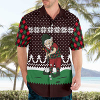 Christmas Golf Hawaiian Shirt with Elf Golfer Argyle Plaid and Snowflake Pattern - Wonder Print Shop