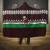 Christmas Golf Hooded Blanket with Elf Golfer Argyle Plaid and Snowflake Pattern - Wonder Print Shop