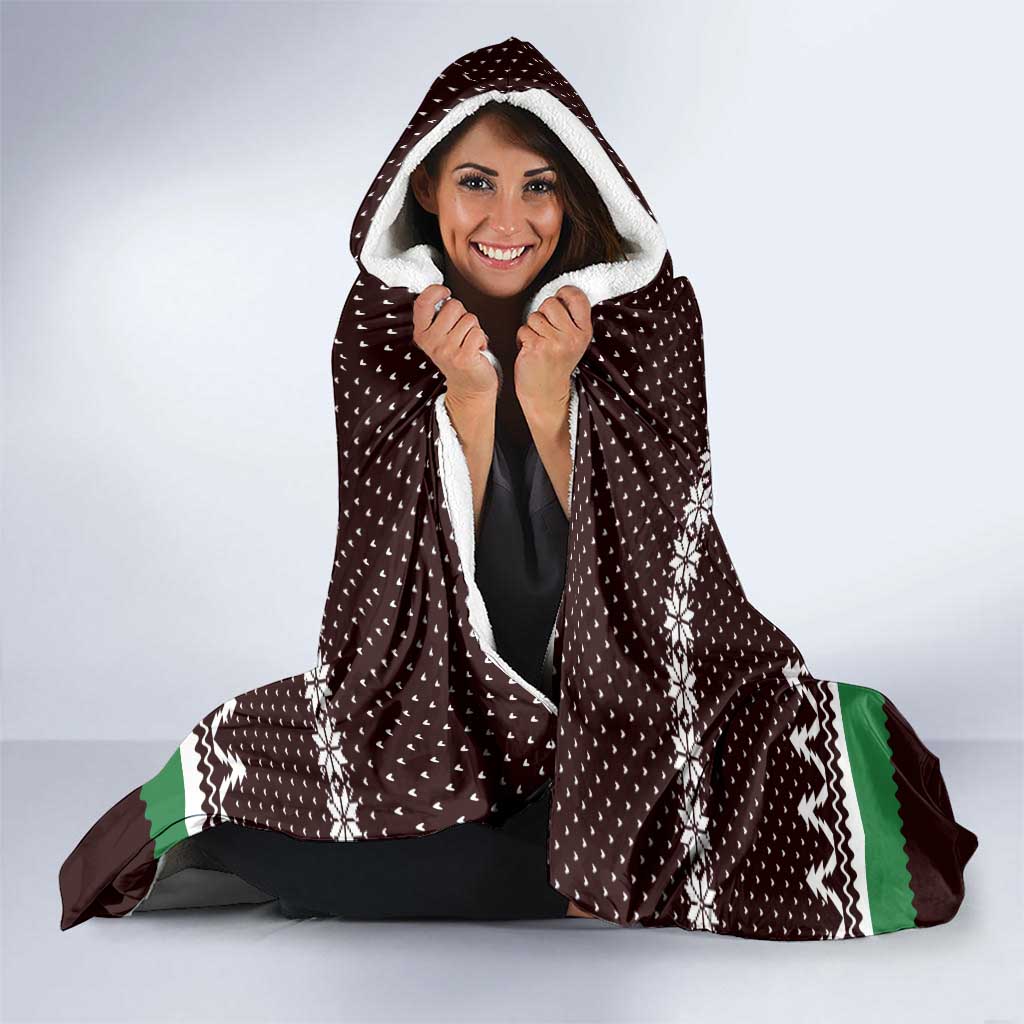 Christmas Golf Hooded Blanket with Elf Golfer Argyle Plaid and Snowflake Pattern - Wonder Print Shop