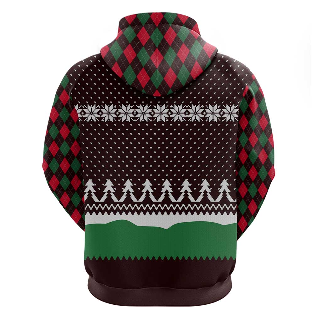 Christmas Golf Hoodie with Elf Golfer Argyle Plaid and Snowflake Pattern - Wonder Print Shop