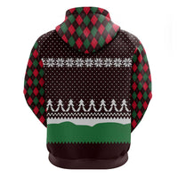 Christmas Golf Hoodie with Elf Golfer Argyle Plaid and Snowflake Pattern - Wonder Print Shop
