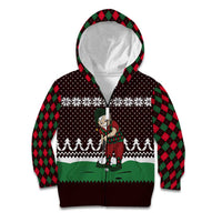 Christmas Golf Kid Hoodie with Elf Golfer Argyle Plaid and Snowflake Pattern - Wonder Print Shop