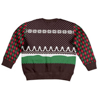 Christmas Golf Kid Ugly Christmas Sweater with Elf Golfer Argyle Plaid and Snowflake Pattern - Wonder Print Shop