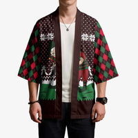 Christmas Golf Kimono with Elf Golfer Argyle Plaid and Snowflake Pattern - Wonder Print Shop
