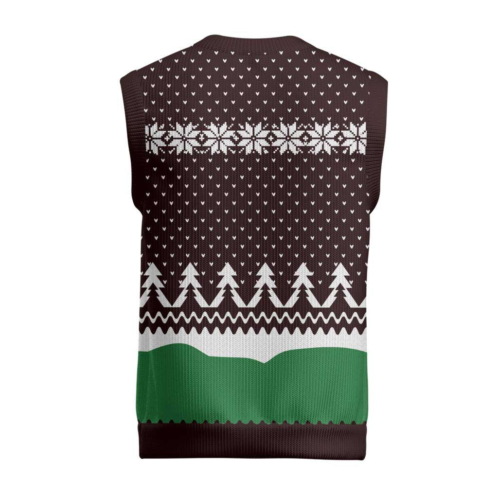 Christmas Golf Christmas Knitted V-Neck Vest with Elf Golfer Argyle Plaid and Snowflake Pattern - Wonder Print Shop