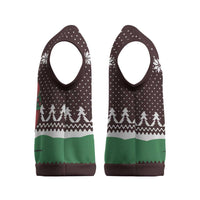 Christmas Golf Christmas Knitted V-Neck Vest with Elf Golfer Argyle Plaid and Snowflake Pattern - Wonder Print Shop