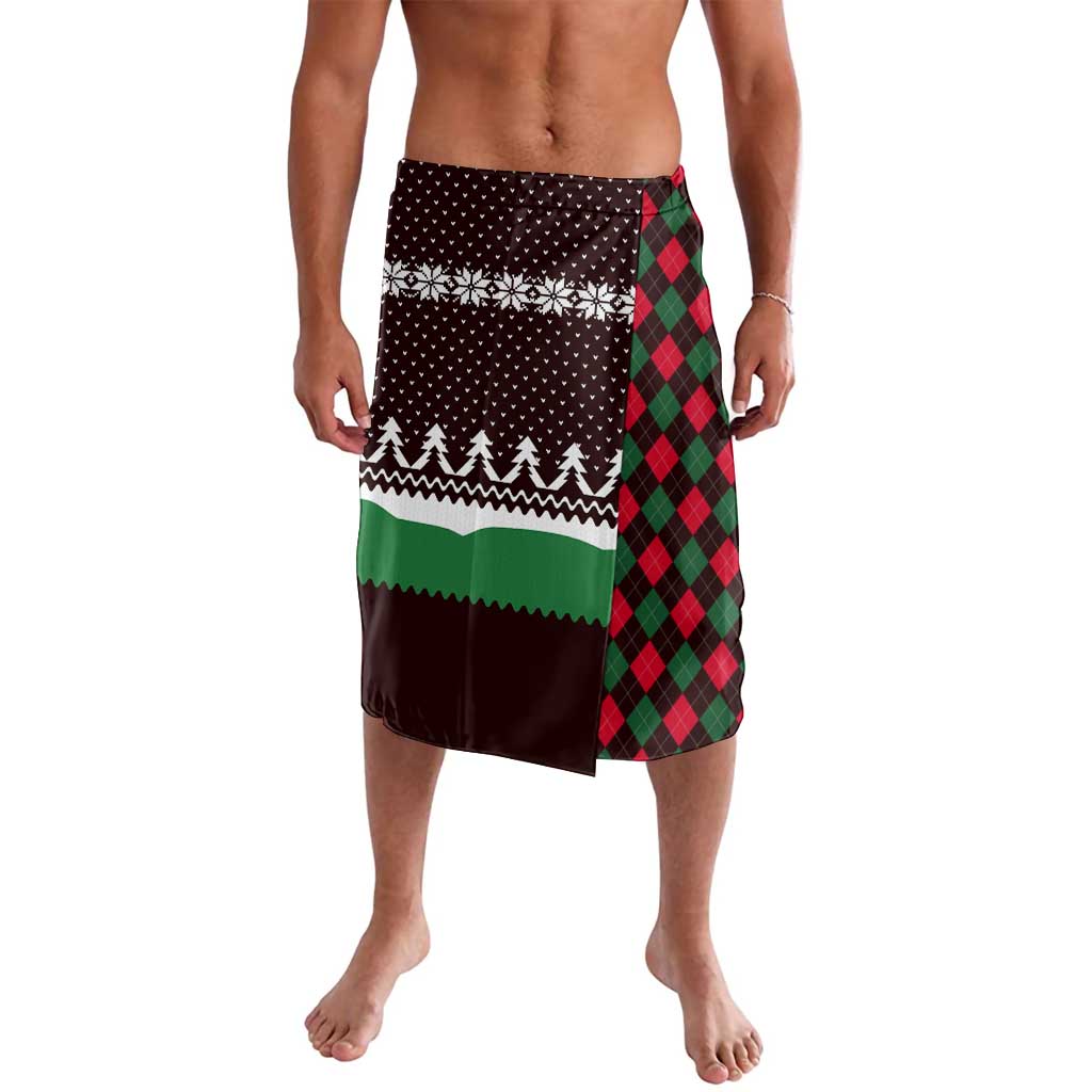Christmas Golf Lavalava with Elf Golfer Argyle Plaid and Snowflake Pattern - Wonder Print Shop