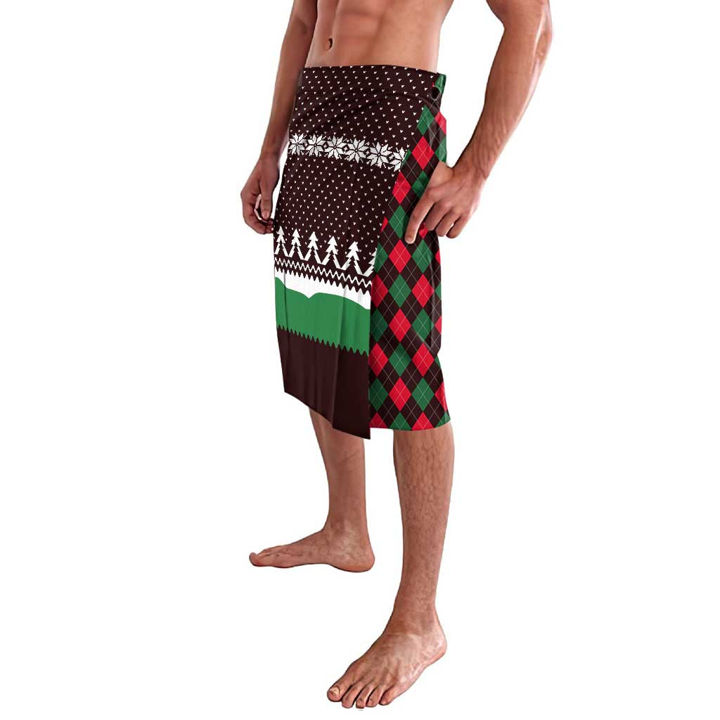 Christmas Golf Lavalava with Elf Golfer Argyle Plaid and Snowflake Pattern - Wonder Print Shop