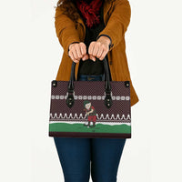 Christmas Golf Leather Bag with Elf Golfer Argyle Plaid and Snowflake Pattern - Wonder Print Shop