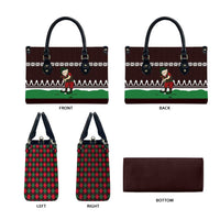 Christmas Golf Leather Bag with Elf Golfer Argyle Plaid and Snowflake Pattern - Wonder Print Shop