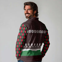 Christmas Golf Long Sleeve Polo Shirt with Elf Golfer Argyle Plaid and Snowflake Pattern - Wonder Print Shop