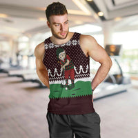 Christmas Golf Men Tank Top with Elf Golfer Argyle Plaid and Snowflake Pattern - Wonder Print Shop