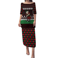 Christmas Golf Puletasi with Elf Golfer Argyle Plaid and Snowflake Pattern - Wonder Print Shop