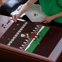 Christmas Golf Puzzle with Elf Golfer Argyle Plaid and Snowflake Pattern - Wonder Print Shop