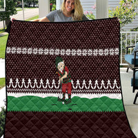 Christmas Golf Quilt with Elf Golfer Argyle Plaid and Snowflake Pattern - Wonder Print Shop