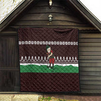 Christmas Golf Quilt with Elf Golfer Argyle Plaid and Snowflake Pattern - Wonder Print Shop