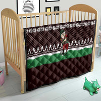 Christmas Golf Quilt with Elf Golfer Argyle Plaid and Snowflake Pattern - Wonder Print Shop