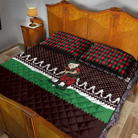 Christmas Golf Quilt Bed Set with Elf Golfer Argyle Plaid and Snowflake Pattern - Wonder Print Shop