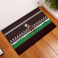 Christmas Golf Rubber Doormat with Elf Golfer Argyle Plaid and Snowflake Pattern - Wonder Print Shop