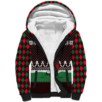 Christmas Golf Sherpa Hoodie with Elf Golfer Argyle Plaid and Snowflake Pattern - Wonder Print Shop