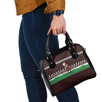 Christmas Golf Shoulder Handbag with Elf Golfer Argyle Plaid and Snowflake Pattern - Wonder Print Shop