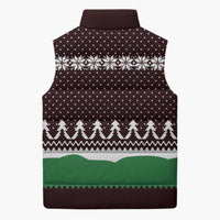 Christmas Golf Sleeveless Puffer Jacket with Elf Golfer Argyle Plaid and Snowflake Pattern - Wonder Print Shop