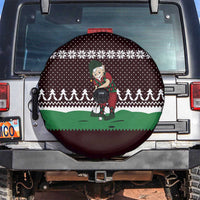 Christmas Golf Spare Tire Cover with Elf Golfer Argyle Plaid and Snowflake Pattern - Wonder Print Shop