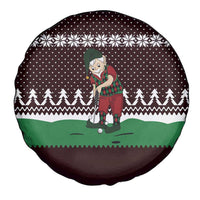 Christmas Golf Spare Tire Cover with Elf Golfer Argyle Plaid and Snowflake Pattern - Wonder Print Shop