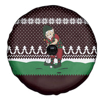 Christmas Golf Spare Tire Cover with Elf Golfer Argyle Plaid and Snowflake Pattern - Wonder Print Shop