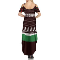 Christmas Golf Summer Maxi Dress with Elf Golfer Argyle Plaid and Snowflake Pattern - Wonder Print Shop