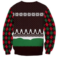 Christmas Golf Sweatshirt with Elf Golfer Argyle Plaid and Snowflake Pattern - Wonder Print Shop