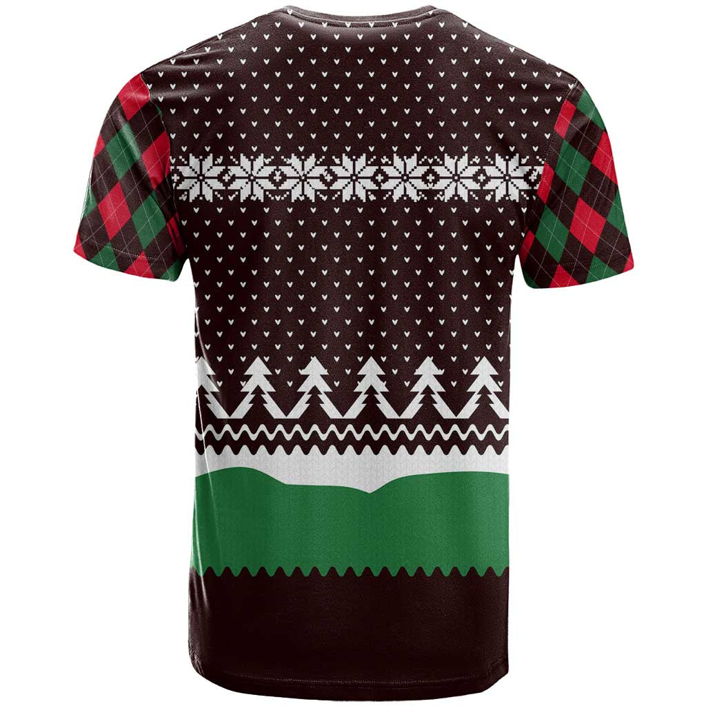 Christmas Golf T Shirt with Elf Golfer Argyle Plaid and Snowflake Pattern - Wonder Print Shop
