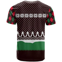 Christmas Golf T Shirt with Elf Golfer Argyle Plaid and Snowflake Pattern - Wonder Print Shop