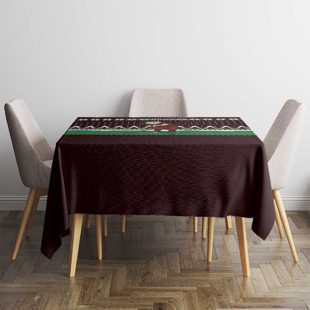 Christmas Golf Tablecloth with Elf Golfer Argyle Plaid and Snowflake Pattern - Wonder Print Shop