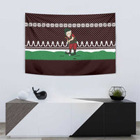 Christmas Golf Tapestry with Elf Golfer Argyle Plaid and Snowflake Pattern - Wonder Print Shop