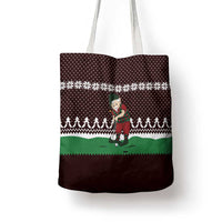 Christmas Golf Tote Bag with Elf Golfer Argyle Plaid and Snowflake Pattern - Wonder Print Shop