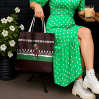 Christmas Golf Tote Bag with Elf Golfer Argyle Plaid and Snowflake Pattern - Wonder Print Shop