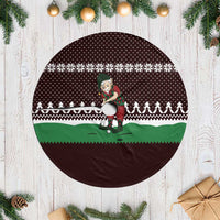Christmas Golf Tree Skirt with Elf Golfer Argyle Plaid and Snowflake Pattern - Wonder Print Shop