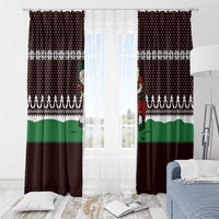 Christmas Golf Window Curtain with Elf Golfer Argyle Plaid and Snowflake Pattern - Wonder Print Shop