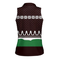 Christmas Golf Women Sleeveless Polo Shirt with Elf Golfer Argyle Plaid and Snowflake Pattern - Wonder Print Shop