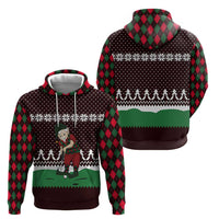Christmas Golf Zip Hoodie with Elf Golfer Argyle Plaid and Snowflake Pattern - Wonder Print Shop