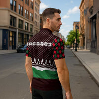 Christmas Golf Zipper Polo Shirt with Elf Golfer Argyle Plaid and Snowflake Pattern - Wonder Print Shop