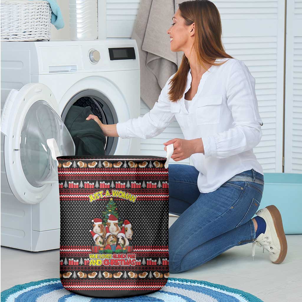 Guinea Pig Christmas Laundry Basket with Santa Hats Tree and Festive Gift Pattern - Wonder Print Shop
