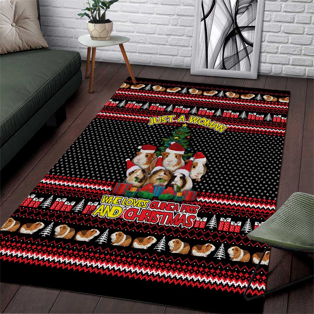 Guinea Pig Christmas Area Rug with Santa Hats Tree and Festive Gift Pattern - Wonder Print Shop