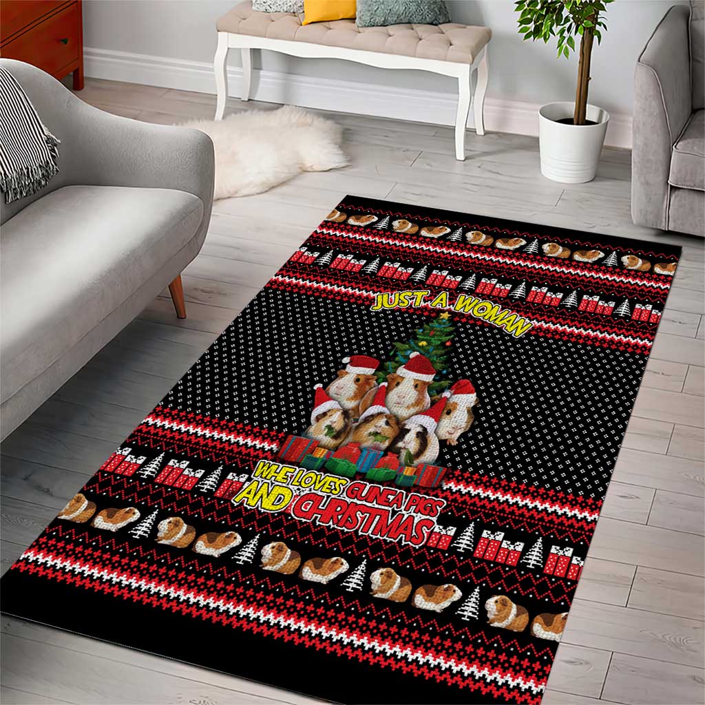 Guinea Pig Christmas Area Rug with Santa Hats Tree and Festive Gift Pattern - Wonder Print Shop