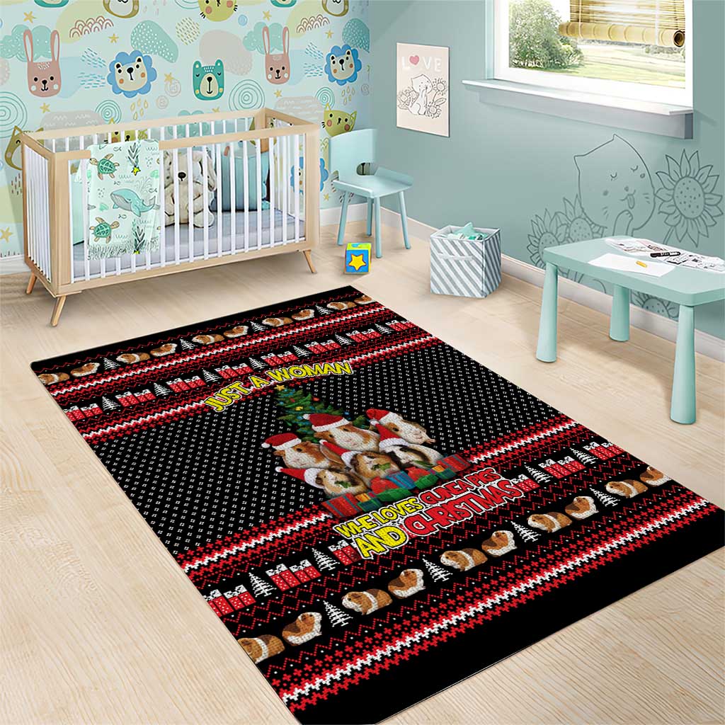 Guinea Pig Christmas Area Rug with Santa Hats Tree and Festive Gift Pattern - Wonder Print Shop
